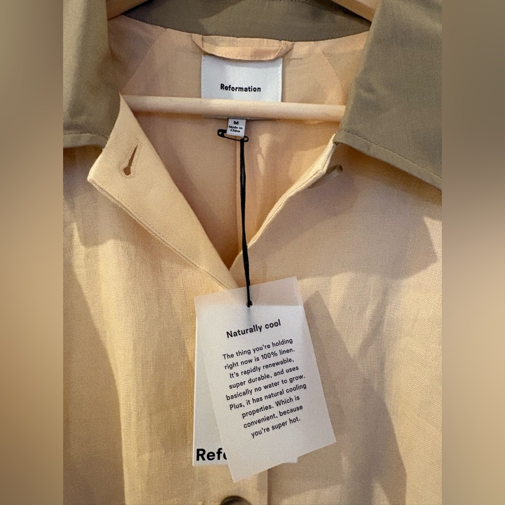 Reformation Lila Linen Jacket In Parmesan Size M Oversized NWT - Picture 3 of 9